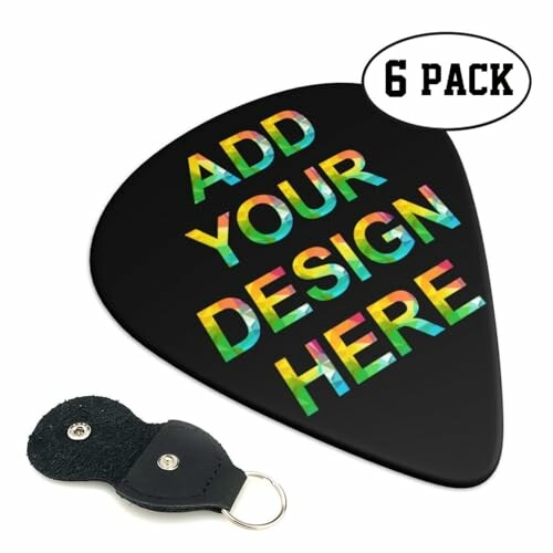 Customizable guitar pick with keychain holder, 6 pack