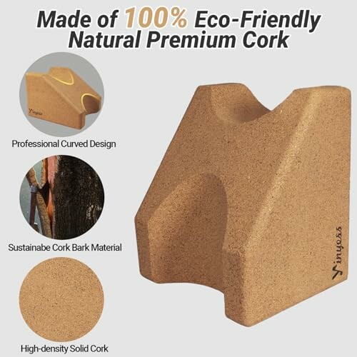 Eco-friendly natural premium cork product with professional curved design and sustainable cork bark material.