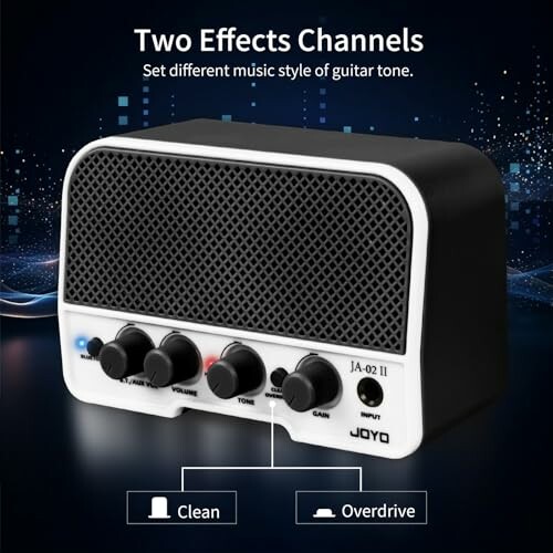 Joyo guitar amplifier with clean and overdrive effects channels.